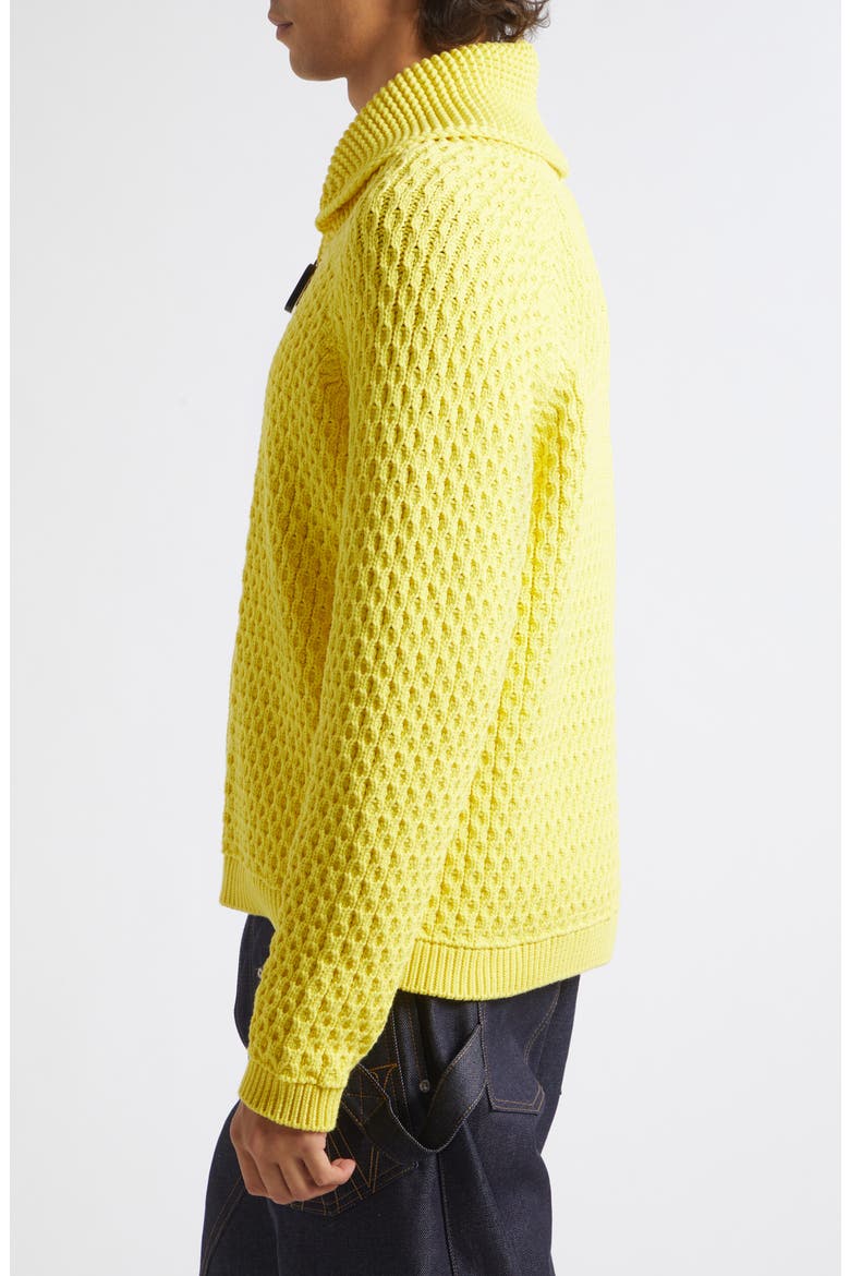 Cable Stitch Zip Cardigan, Alternate, color, BRIGHT YELLOW