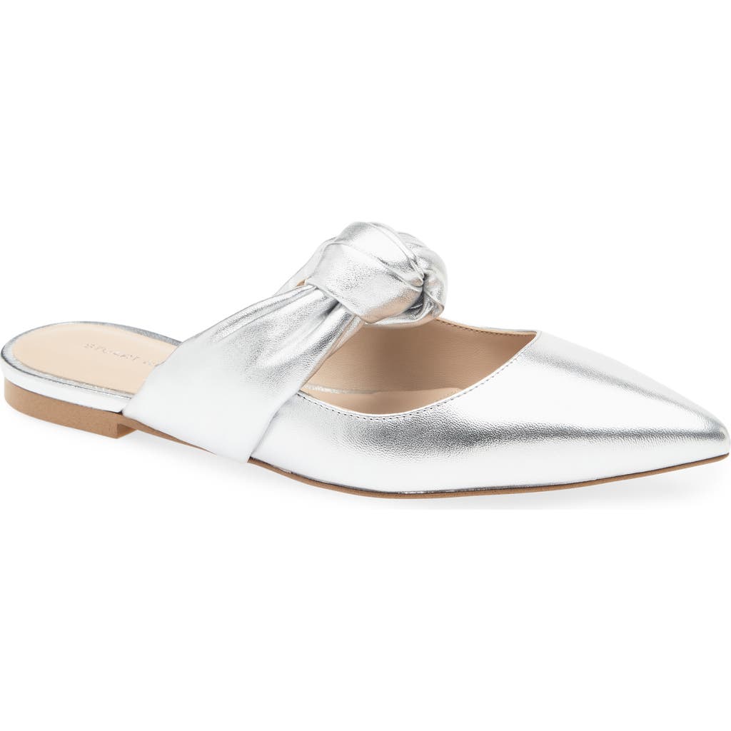Stuart Weitzman Solange Knotted Mule In Silver
