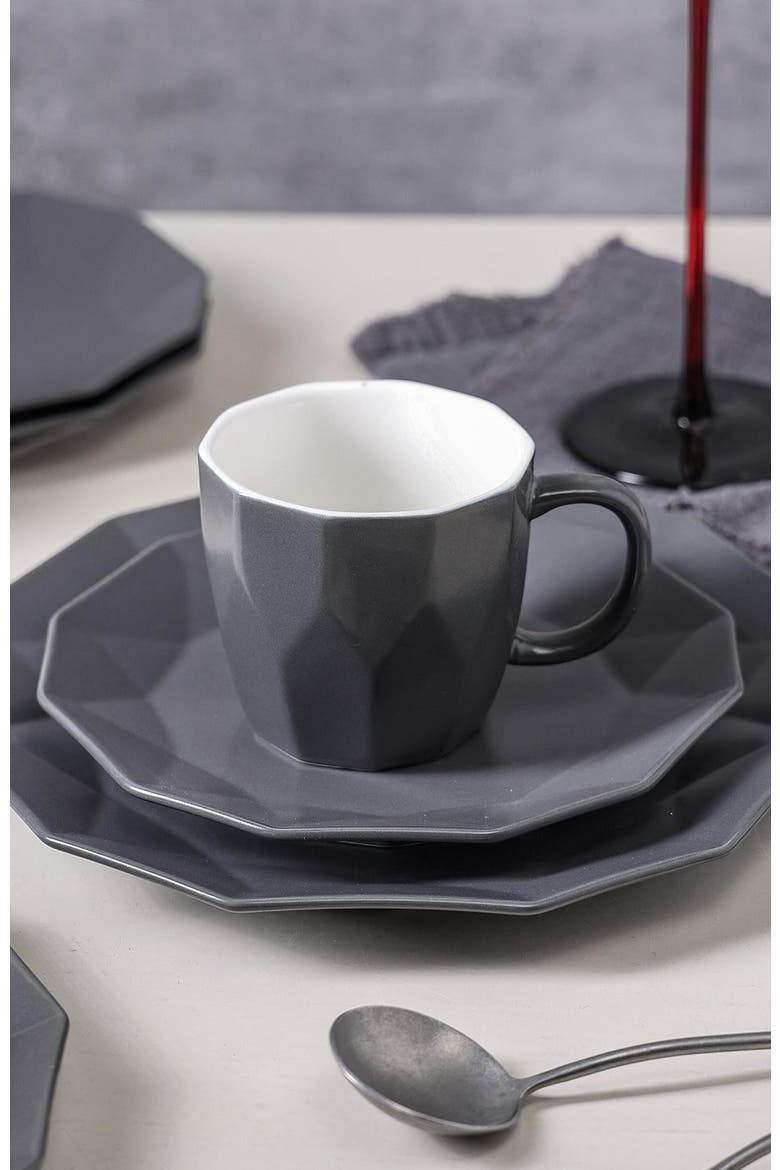 Jamie Porcelain 16-Piece Dinnerware Set, Alternate, color, Grey
