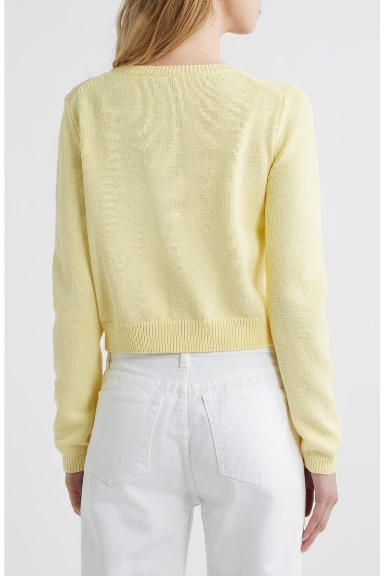 Clara Cotton Crewneck Cardigan, Alternate, color, PINEAPPLE