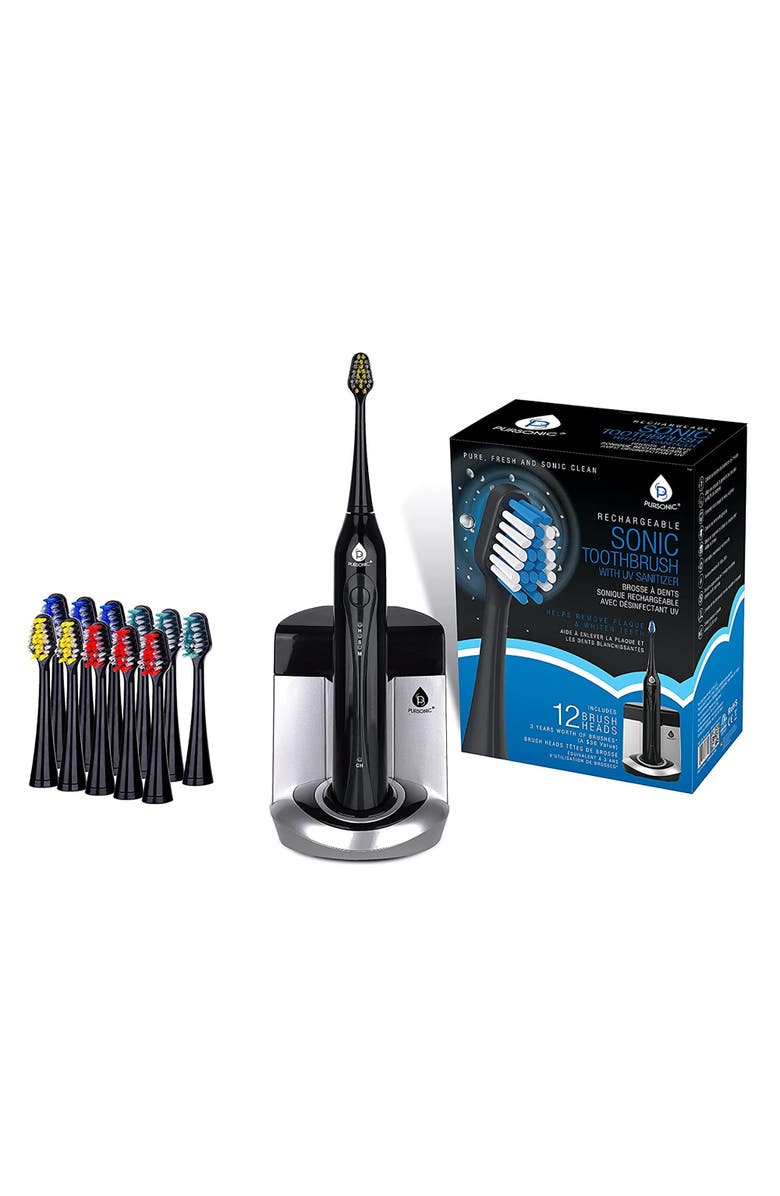 PURSONIC Deluxe Plus Electric Rechargeable Toothbrush with Built In UV sanitizer, Alternate, color, Black