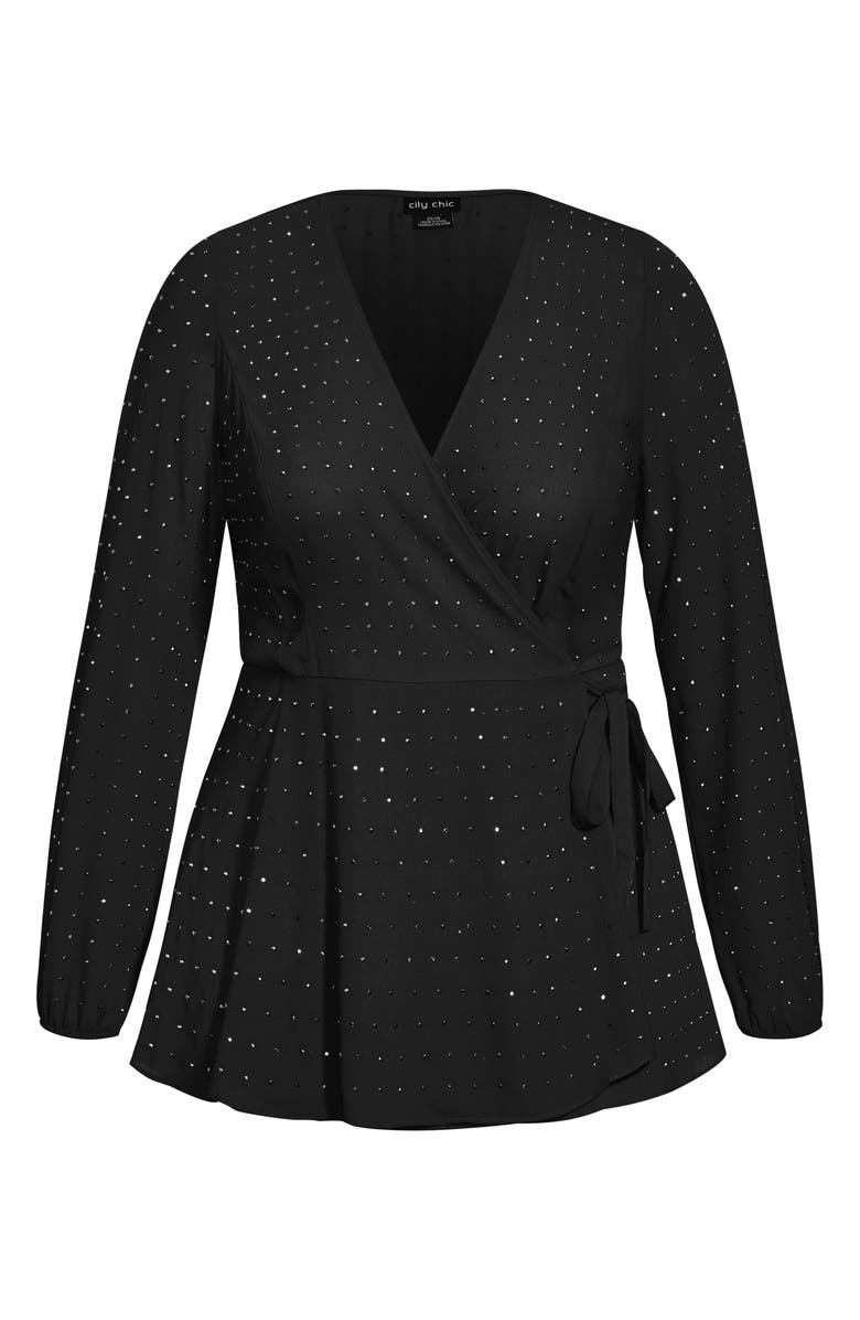City Chic Bling Flirt Embellished Wrap Blouse, Alternate, color, 