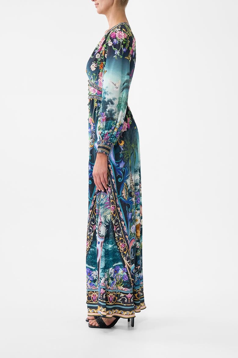 Button Dress With Shaped Waistband Basked In Baroque, Alternate, color, Basked In Baroque