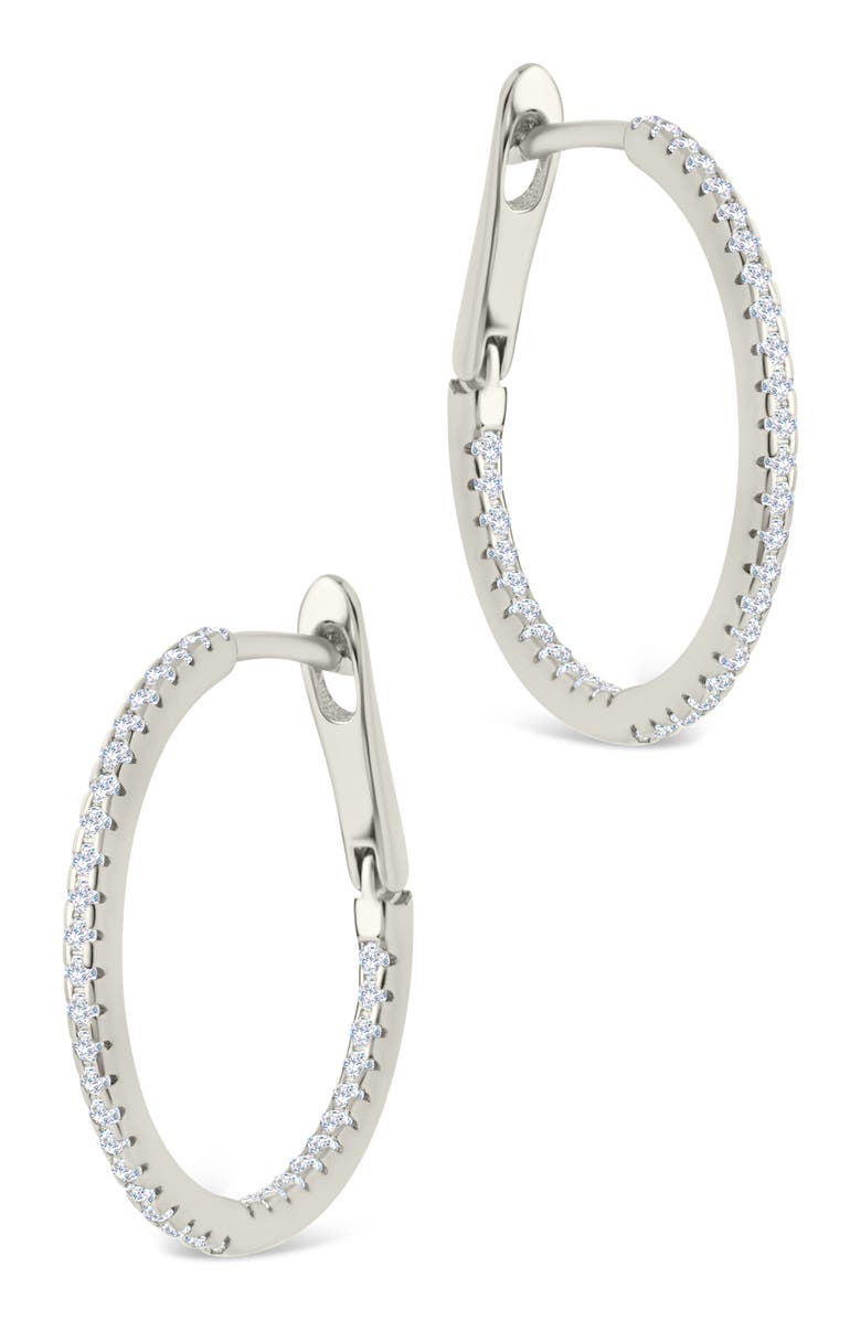 Sterling Forever Lilia Cubic Zirconia Infinity Hoop Earrings, Alternate, color, Silver