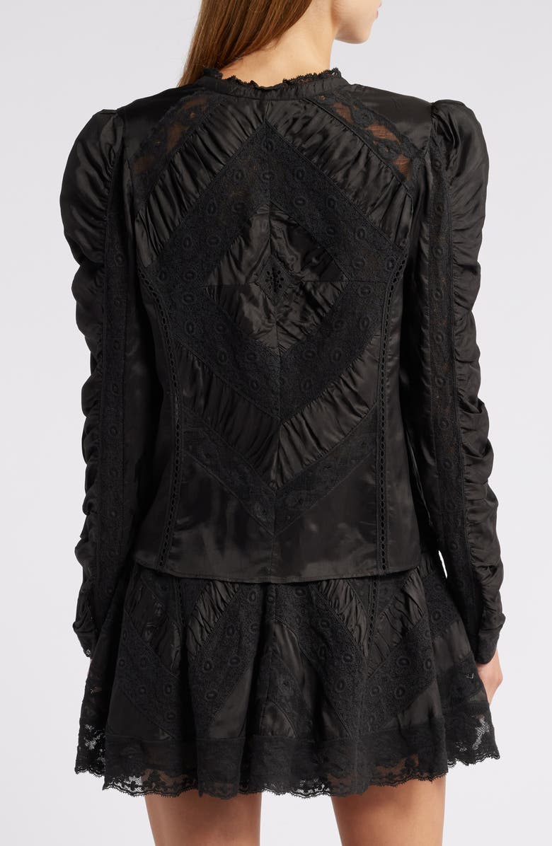 LoveShackFancy Isaline Lace Button-Up Shirt, Alternate, color,