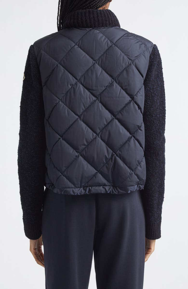 Moncler Chenille Sleeve Quilted Down Jacket, Alternate, color, Blue