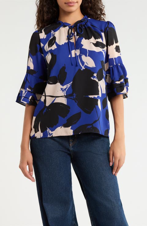 Anthem Floral Break Room Split Neck Top