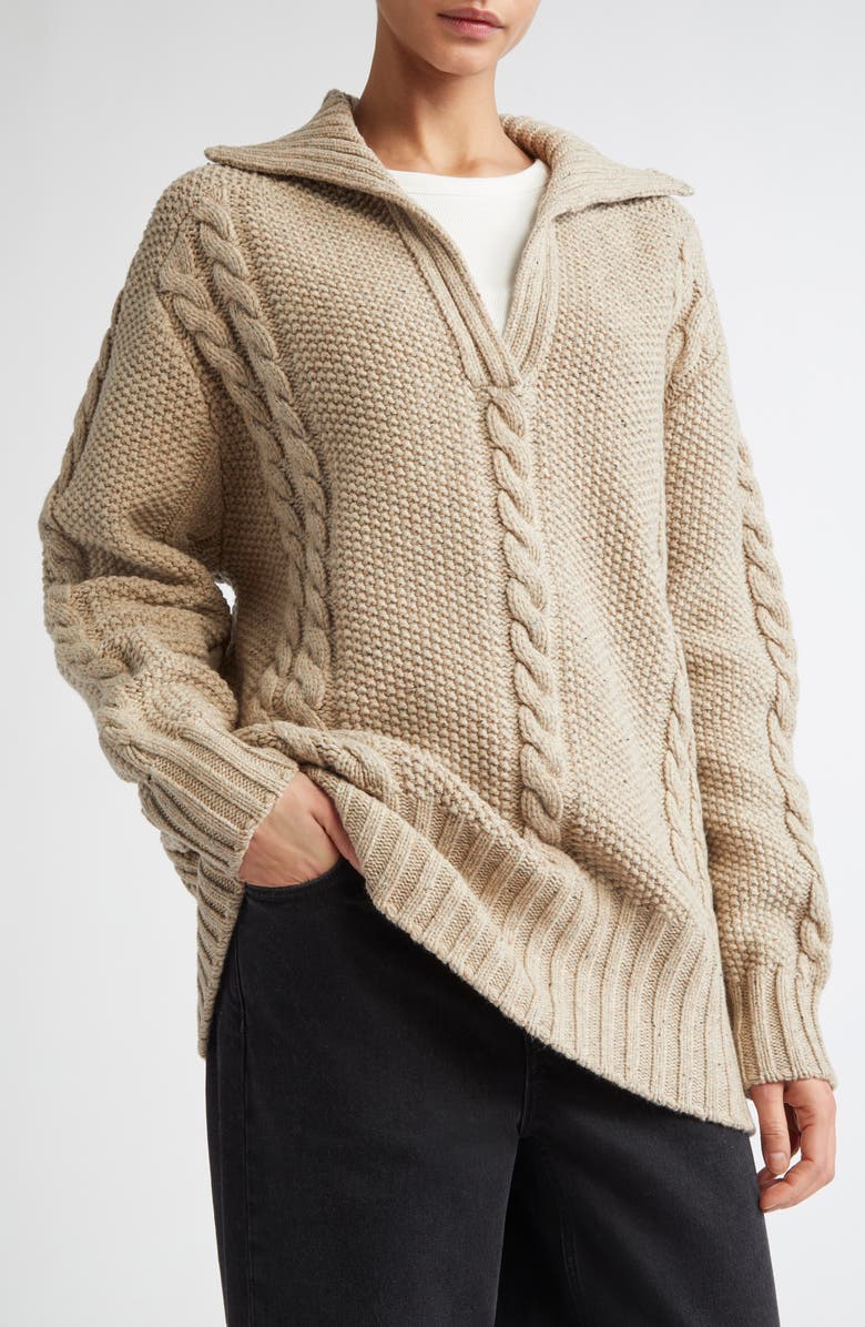 TEURN STUDIOS Cable Knit Merino Wool Sweater, Alternate, color, 