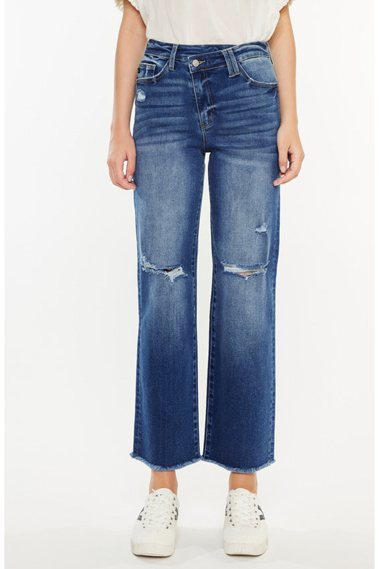 Mollie High Rise 90's Criss Cross Jeans, Main, color, Dark Wash