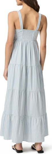 Ginseng Stripe Tiered Cotton Maxi Sundress