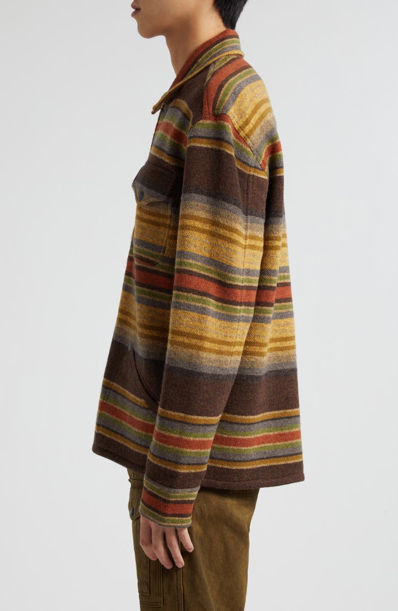 Double RL Stripe Wool Overshirt, Alternate, color,