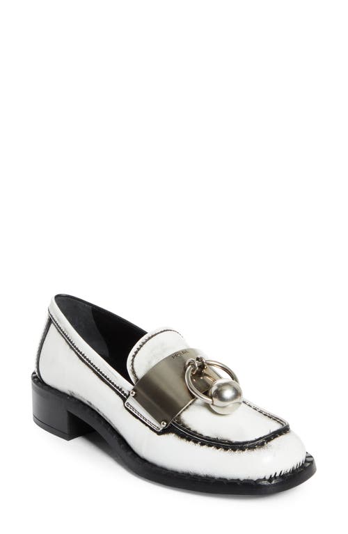 Shop Prada Two-tone Calfskin Leather Loafer In Bianco