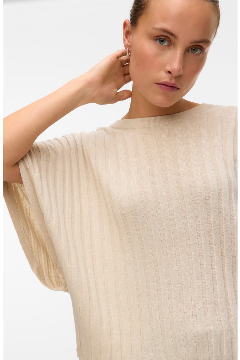 Barbados Short Sleeve V-Back Sweater, Alternate, color, OATMEAL
