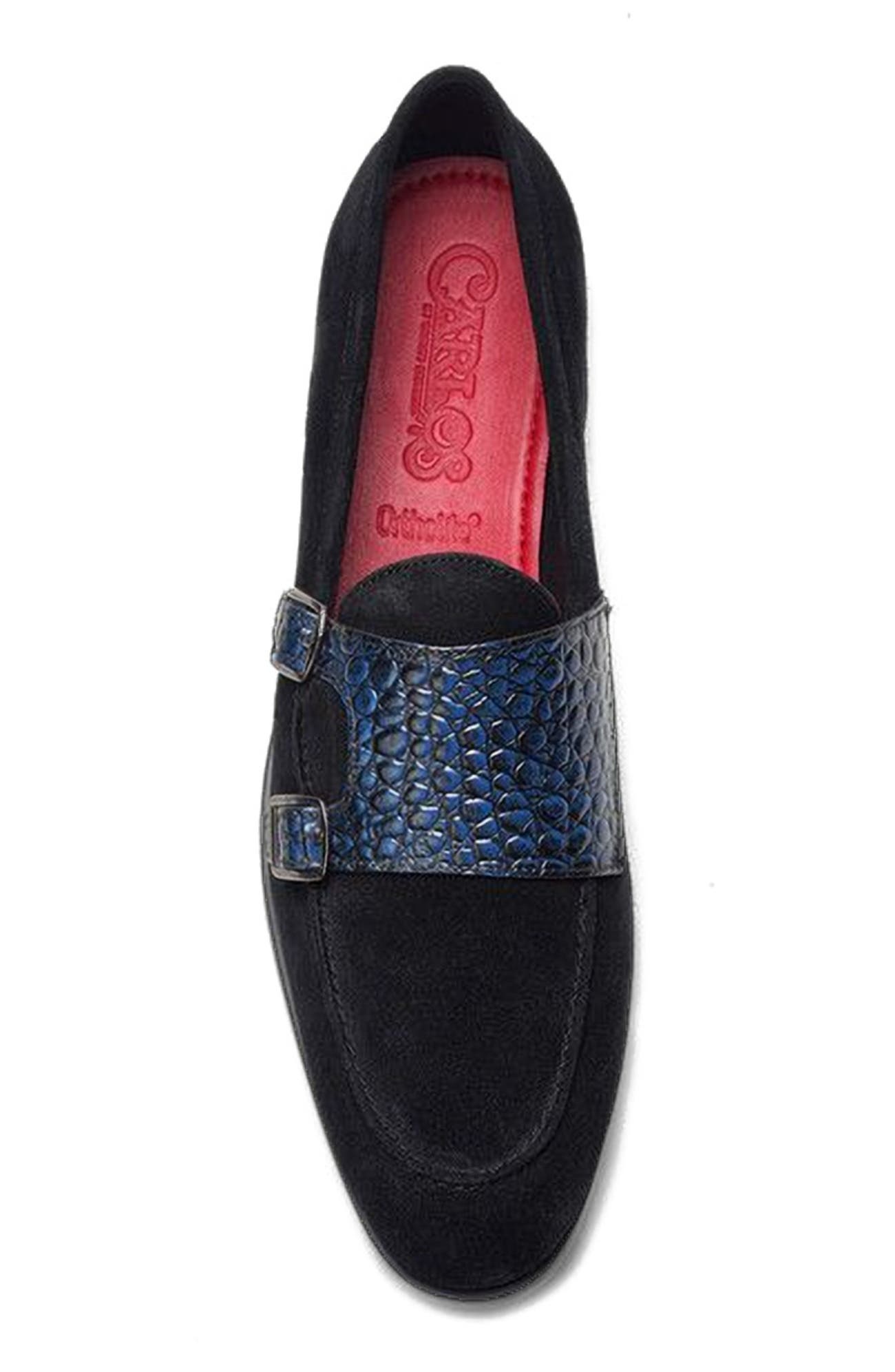 Virtuoso Double Monk Loafer, Alternate, color, Navy Croco Print