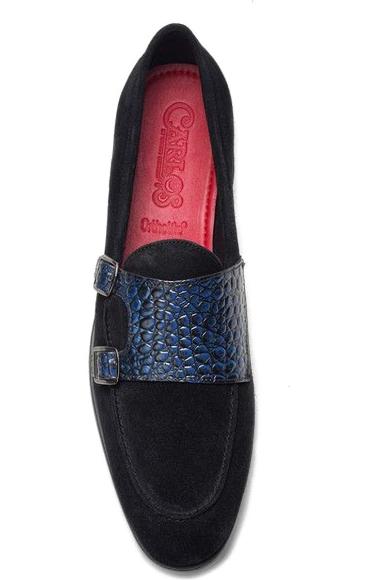 CARLOS SANTANA Virtuoso Double Monk Loafer, Alternate, color, Navy Croco Print