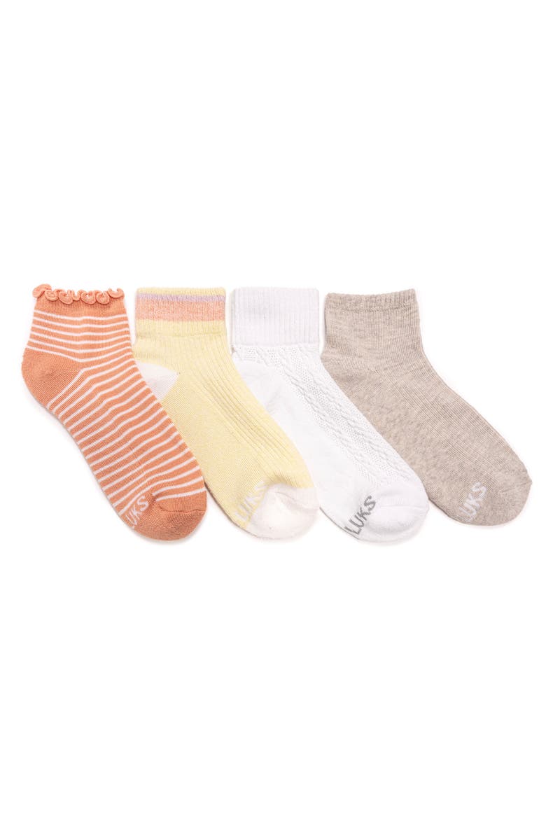 Dream Step Mini Crew Socks, 4 Pair Pack, Main, color, Sunrise Yellow