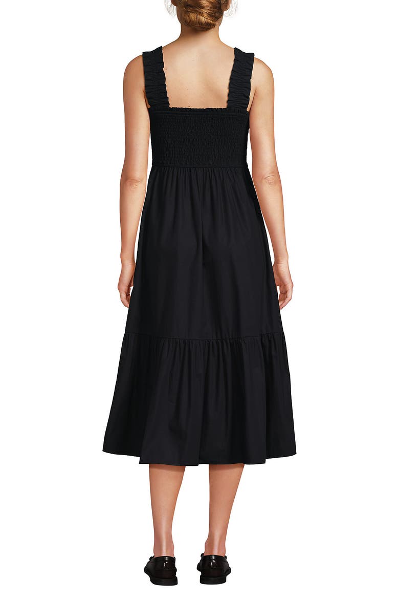 Cotton Poplin Ruffle Smocked Dress, Alternate, color, Black