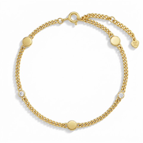 Mirrored Cz Station Girls Plated Bracelet