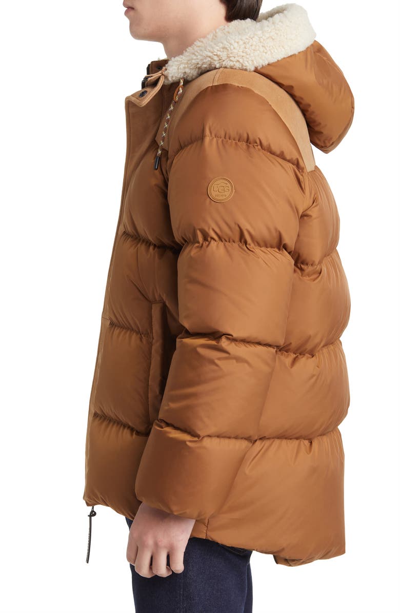 UGG<sup>®</sup> Shasta Genuine Shearling Wind & Water Resistant 700 Fill Power Down Puffer Jacket, Alternate, color, 