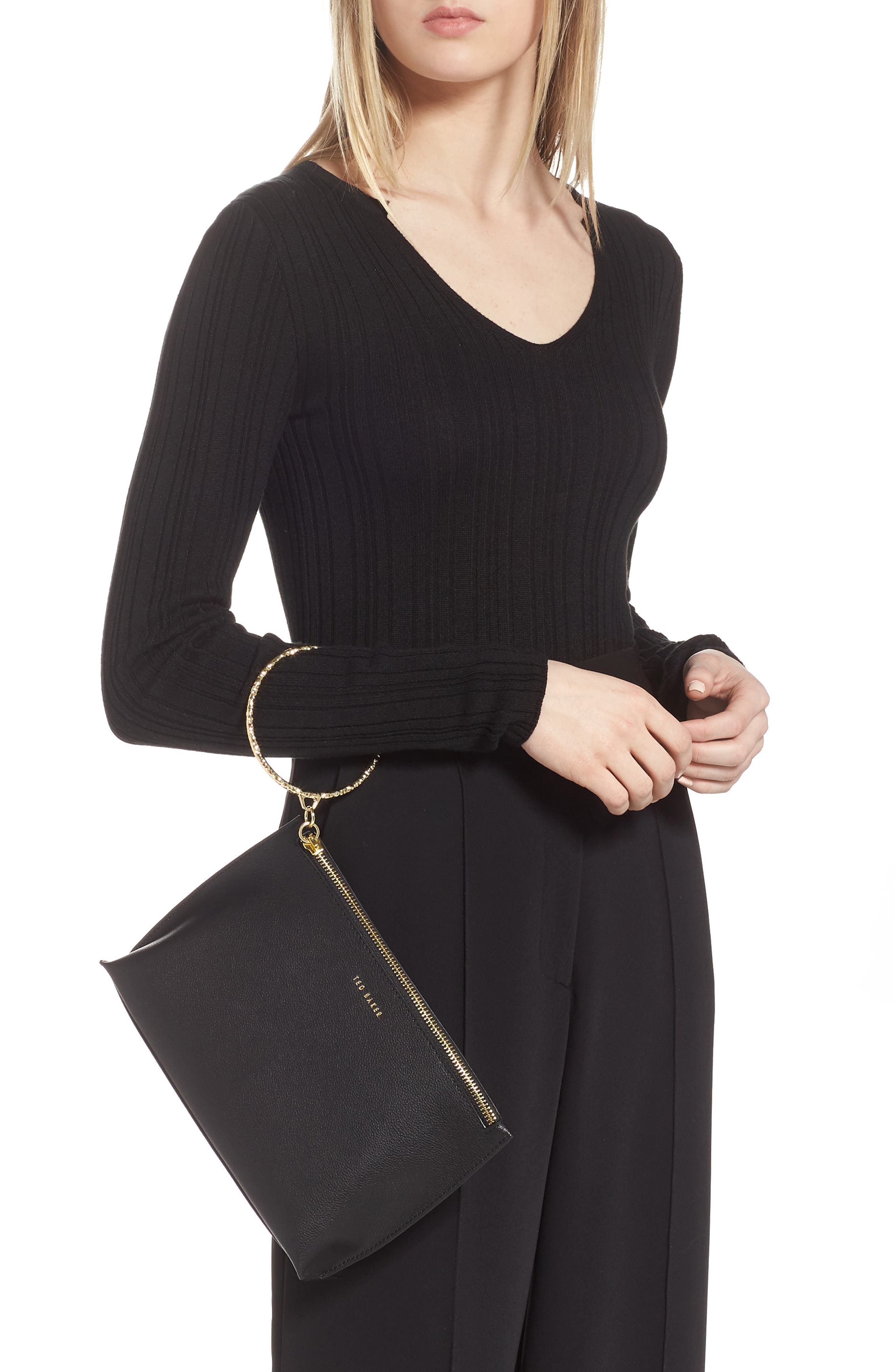 Ted Baker London Ingaah Ring Handle Leather Crossbody Bag, Alternate, color, 