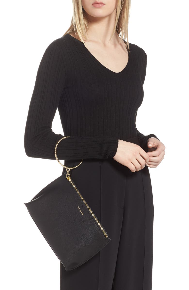 Ted Baker London Ingaah Ring Handle Leather Crossbody Bag, Alternate, color,