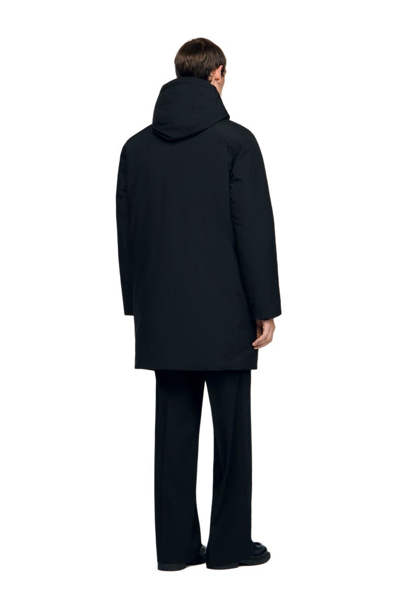 SANDRO Zip-up hooded parka, Alternate, color, Black