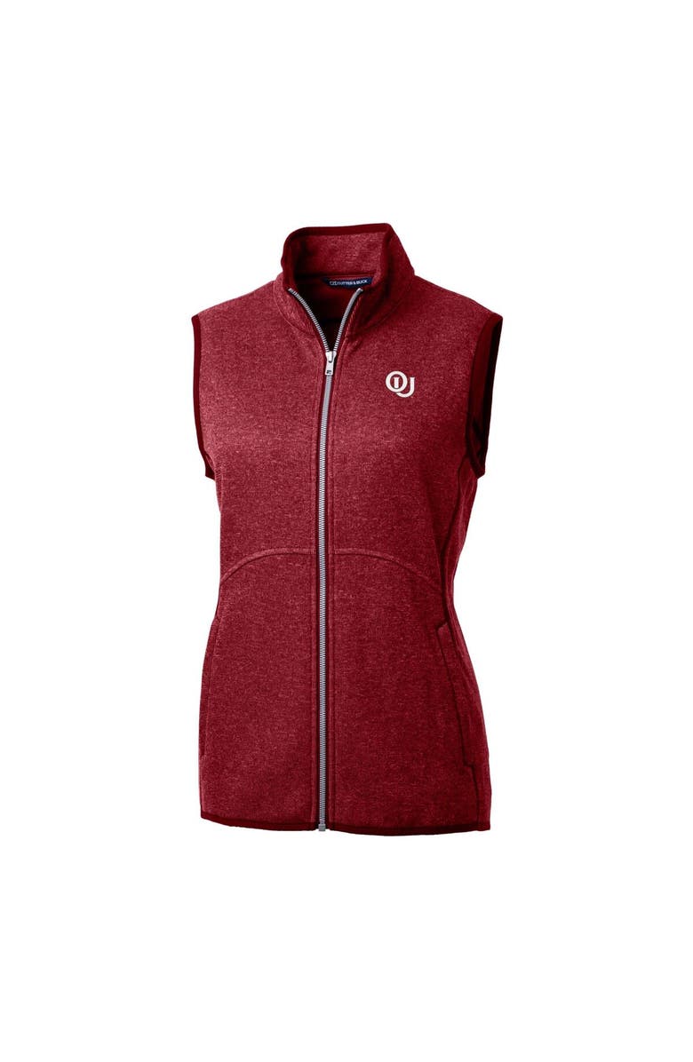 Cutter & Buck Women's Cutter & Buck  Heather Crimson Oklahoma Sooners Mainsail Sweater-Knit Full-Zip Vest, Alternate, color, 