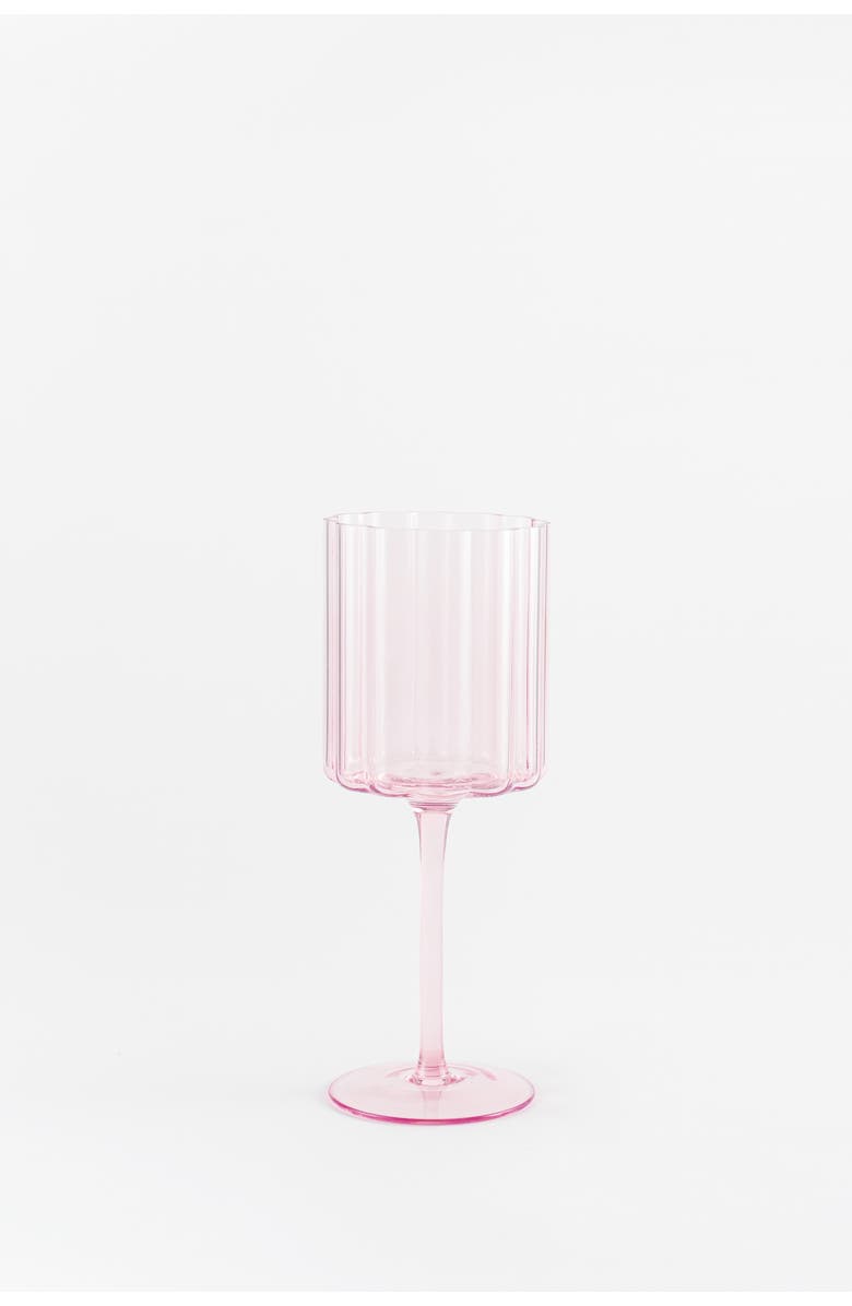 Jeanne Fitz Scalloped Rim Fluted Wine Glass, Set of 4, 12oz, Blush Pink, Alternate, color, Pink