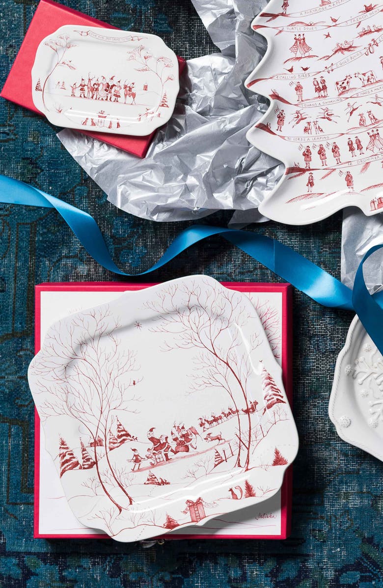 Juliska Country Estate Winter Frolic Ruby Santa’s Cookie Tray, Alternate, color, 