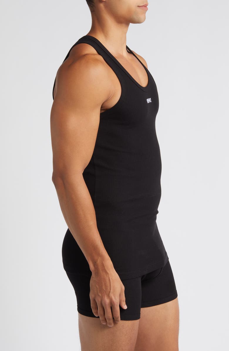 Versace Embroidered Logo Rib Tank, Alternate, color, Black