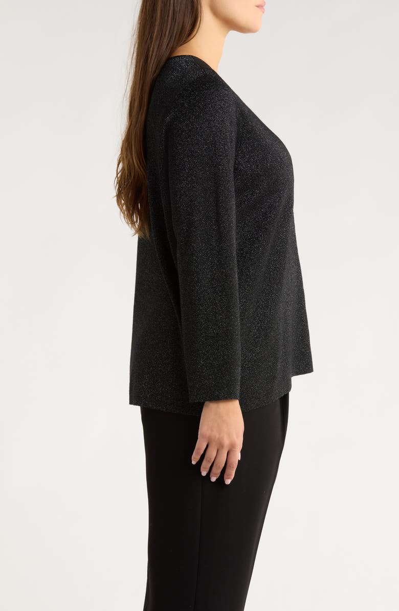 Eileen Fisher Metallic Shimmer Wool Blend Sweater, Alternate, color, Black