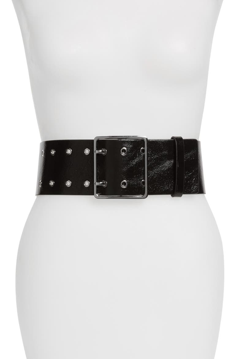 Wide Grommet Belt, Main, color, BLACK