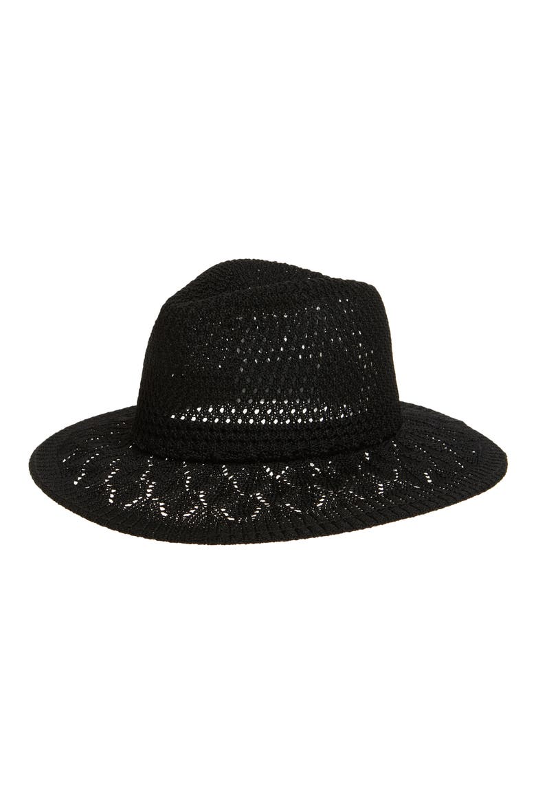 Texture Panama Hat, Main, color, BLACK