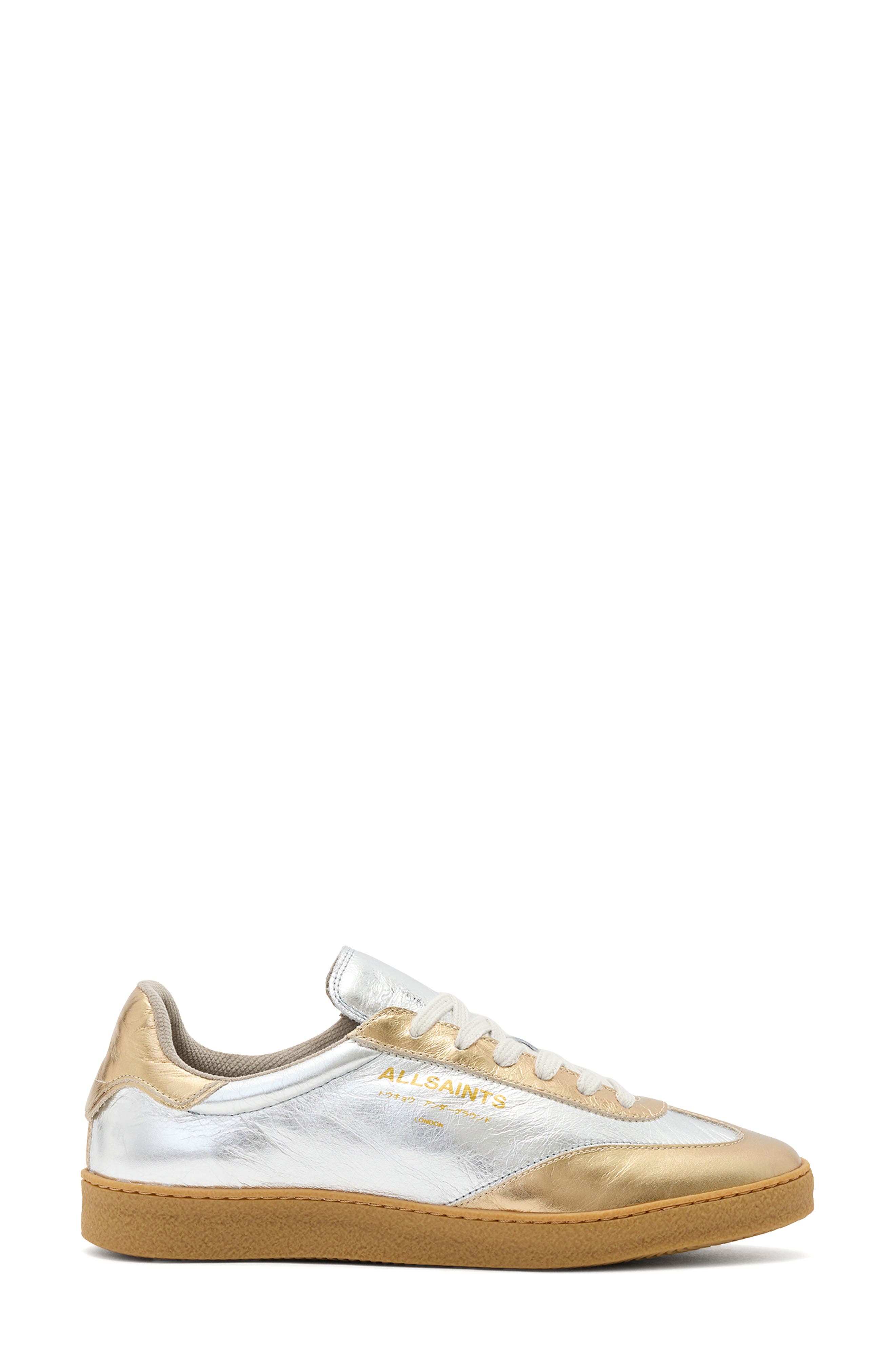 AllSaints Thelma Metallic Sneaker, Alternate, color, Silver/ Gold