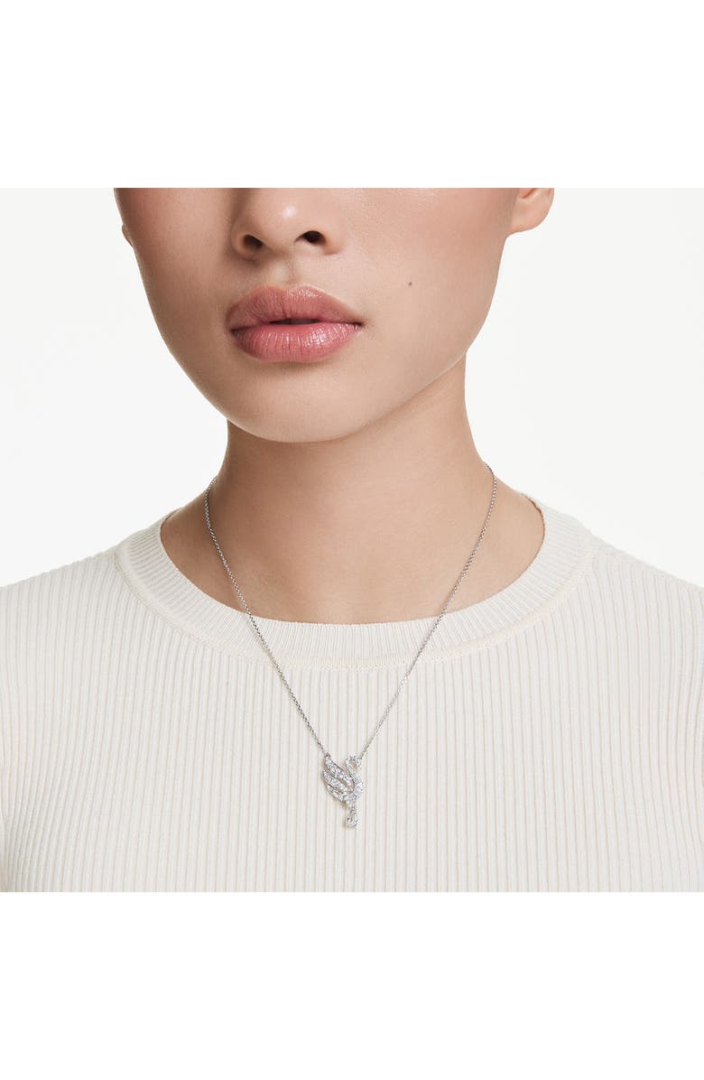 Swarovski Swan Crystal & Faux Pearl Pendant Necklace, Alternate, color, White/ Silver