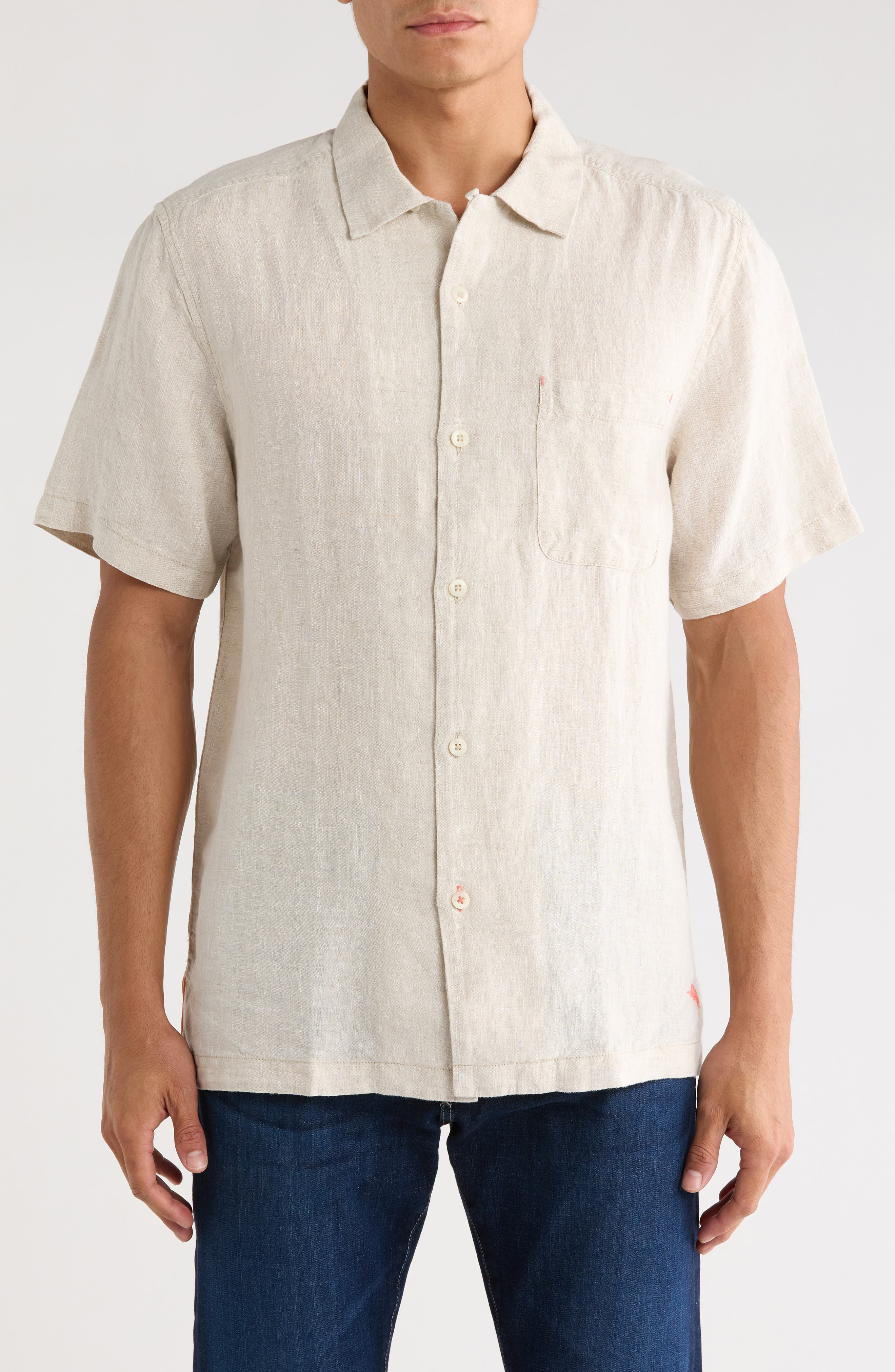 Tommy Bahama Sea Glass Short Sleeve Button-Up Linen Camp Shirt