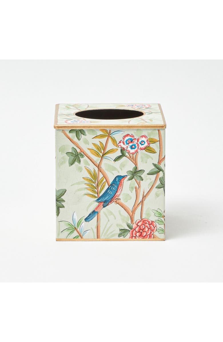 Mrs. Alice Chinoiserie Tole Tissue Box, Main, color, Green