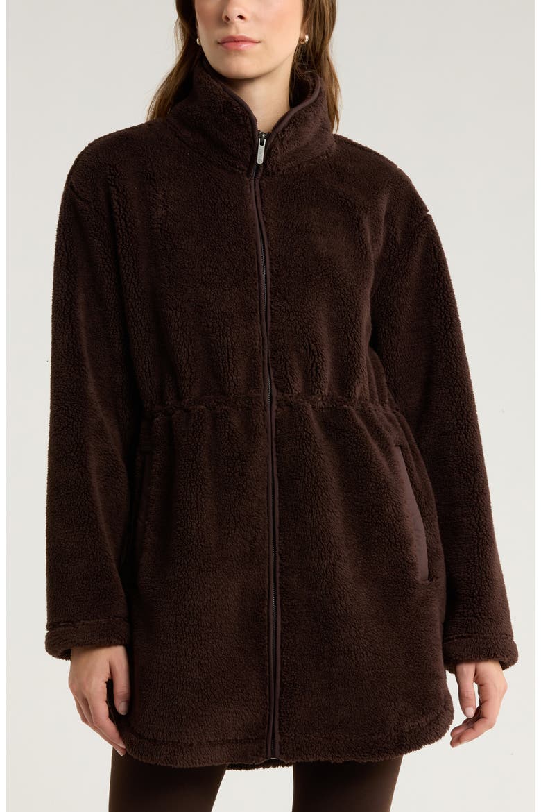 Faux Shearling Longline Jacket, Alternate, color, BROWN MOLE'