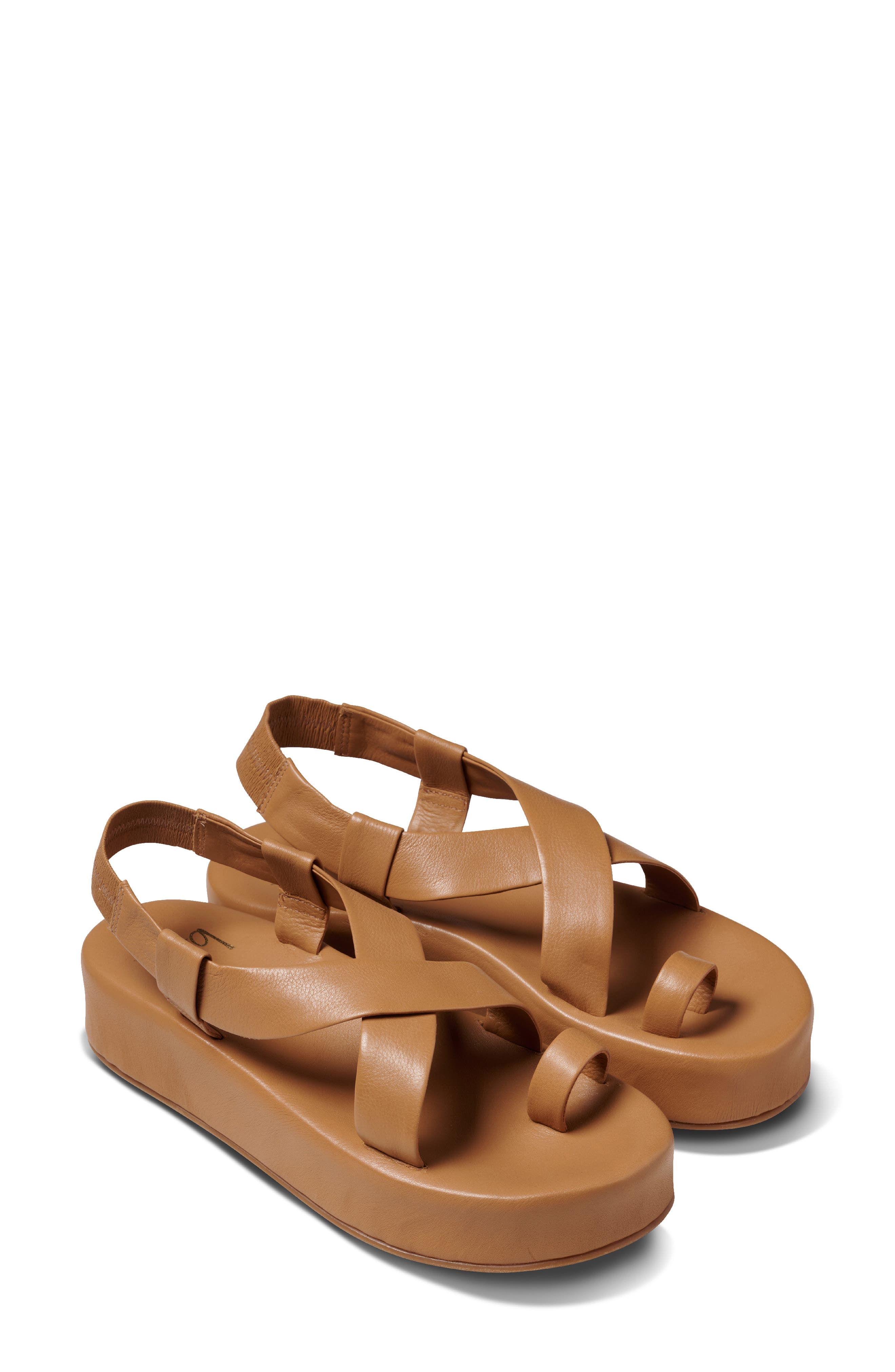 Beek Caracara Leather Flatform Sandal, Main, color, Honey