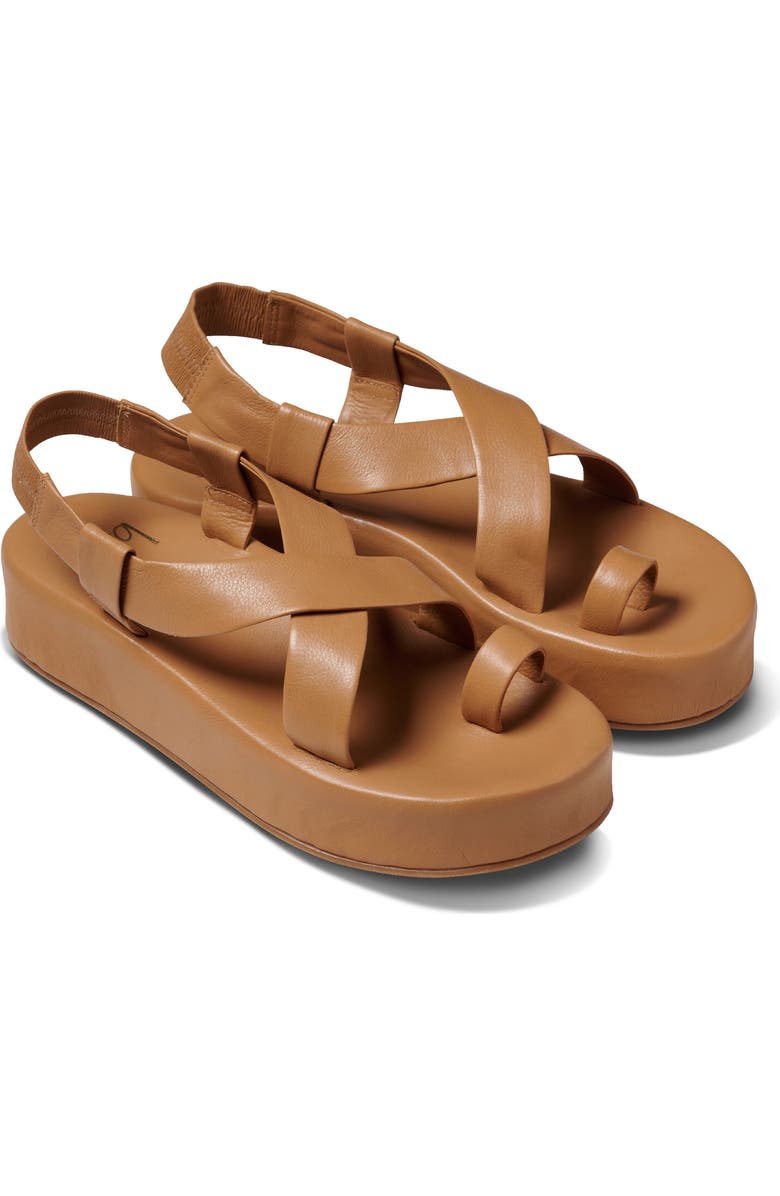 Beek Caracara Leather Flatform Sandal, Main, color, Honey