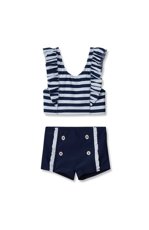 Girls Chlorine Resistant Ruffle Tankini Swimsuit Set