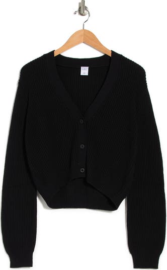 Button-Up Cropped Knit Cardigan