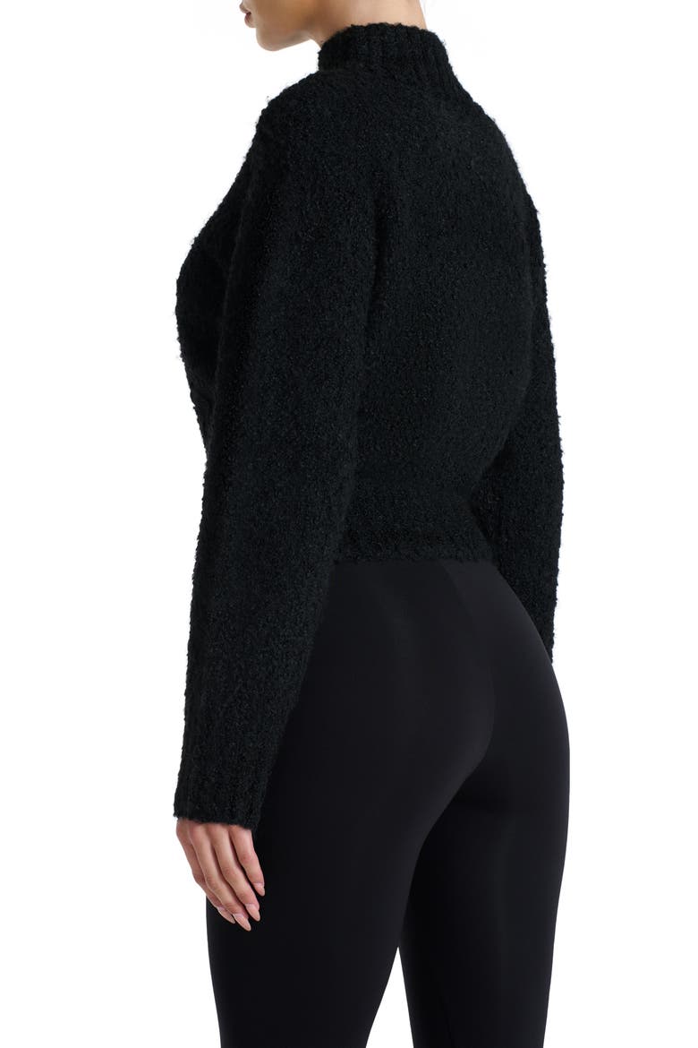 Turtleneck Bouclé Sweater, Alternate, color, BLACK