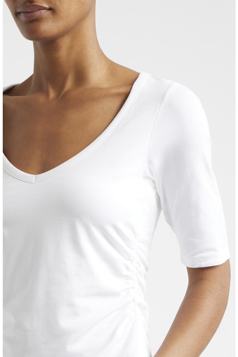 Ruched Stretch Pima Cotton Top, Alternate, color, WHITE
