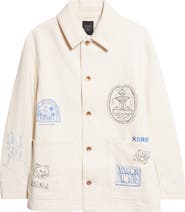 KURO x Maison Kitsuné Hand Painted Postcard Denim Chore Jacket