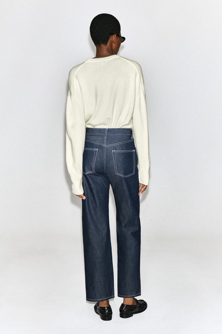 Chord Topstitched Raw Straight-leg Jeans, Alternate, color, RAW INDIGO
