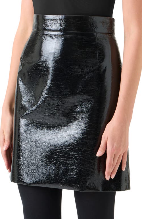 Akris Punto Crinkled Lacquered Mini Skirt In Black