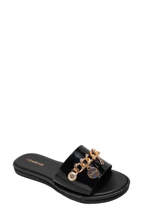 Chain Charm Slide Sandal (Women)
