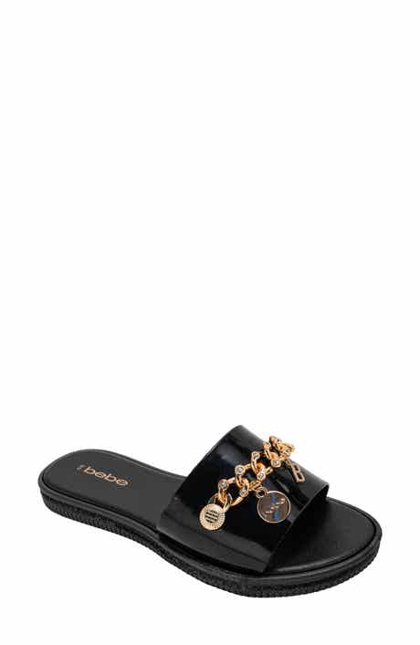 bebe Chain Charm Slide Sandal