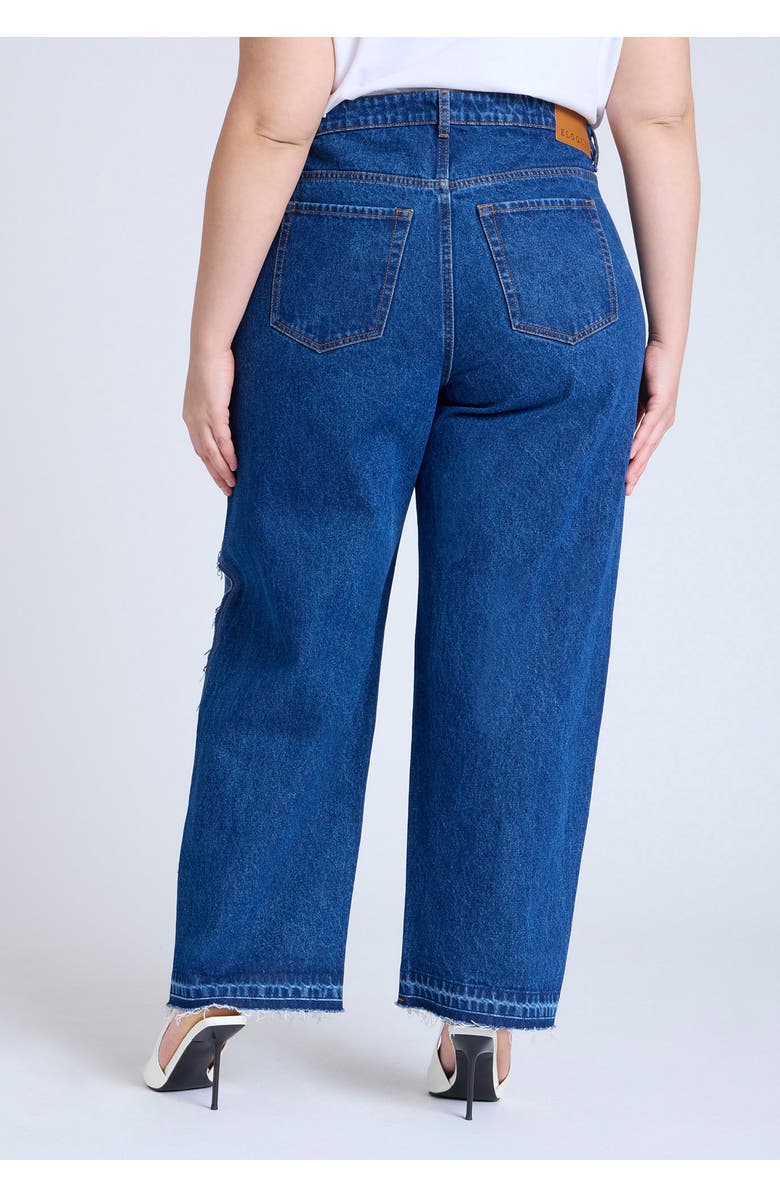 ELOQUII Two Tone High Rise Straight Leg Jean, Alternate, color,